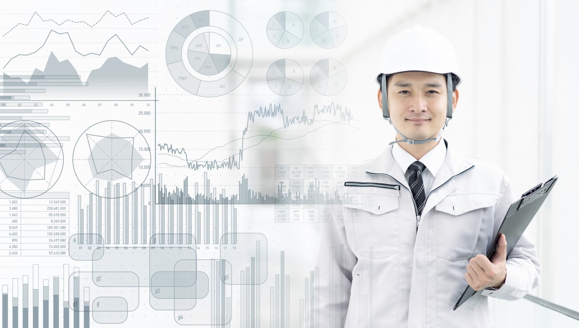 作業着を着た男性・CGグラフィック